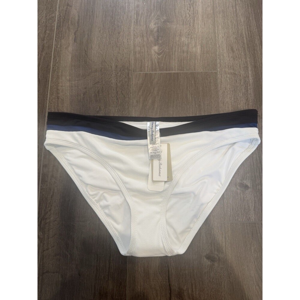Tommy Bahama Island Cays Colorblock Hipster Bikini Bottoms Womens L White NWT